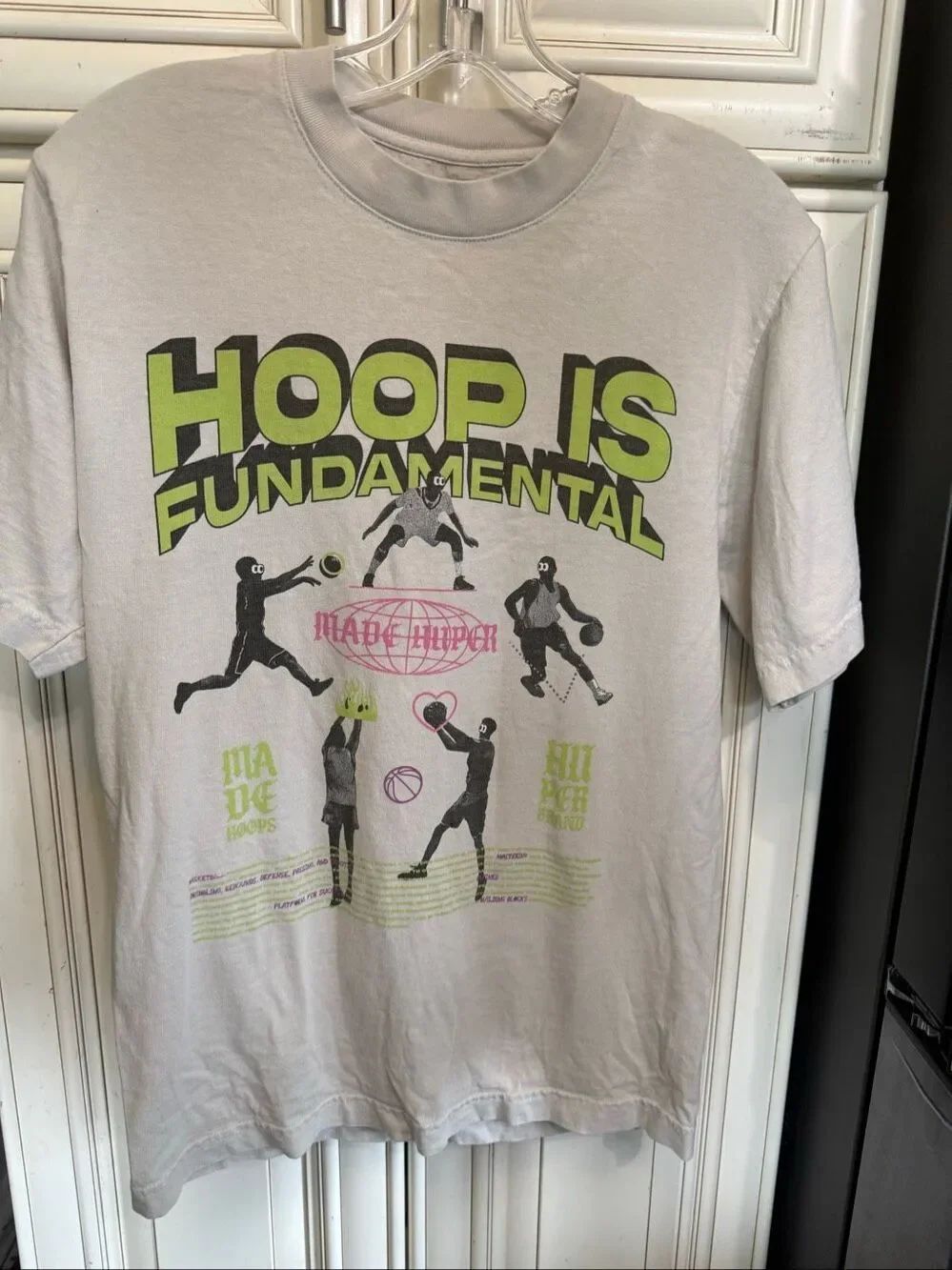 Made Hoops Youth Short Sleeve Hoop Is Fundamental Basketball Tee Tan Green XS